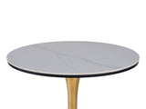 23.62"GOLDEN AND WHITE Tulip Table Mid-century Dining Table for 2-4 people With Round cremic Table W234P540492