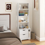 Night Stand with Bookshelf, Night Stand with 2 Storage Drawers for Bedroom W331P248062