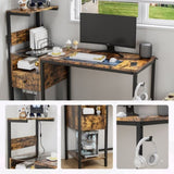 Computer Desk with Power Outlet & Storage Shelves, Study Writing Table with USB Ports Charging W578P191951