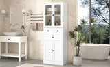 ZNTS Tall Bathroom Storage Cabinet, Cabinet with Four Doors and Drawers, Adjustable Shelf, MDF Board, N725P186647W