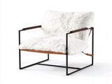 28 Inch Extra Wide Sling Accent Chair, Fully Disassembled, Rubber Wood Armrest, Metal Iron Frame, 49087903