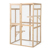 ZNTS Wooden Cat Catio, Outdoor Cat Enclosure, Cat House with Platforms, Sunshine Board, Hammock, Door, W2181P191345