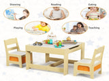 2-in-1 Kids Activity Table and Chairs Set, Double-Sided Whiteboard & Blackboard, with Hidden 74044351