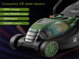 12 ampere 13.5 inch electric rope lawn mower with dual safety switches -Green 53308544