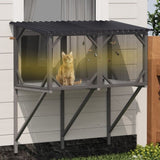 Cat Window Box, 43.3" Catio Outdoor Cat Enclosure with Bug Proof Net for Sunbathing, Napping & W2831P313981