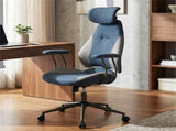 Gray Blue Color Blocking Office Chair with 2D Adjustable Headrest, Ergonomic High-Back Desk Chair 42636464