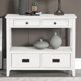 36'' Farmhouse Pine Wood Console Table Entry Sofa Table with 4 Drawers & 1 Storage Shelf for W120246661