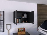 Wall Storage Cabinet 20" H, Two Doors, Three Internal Shelves, Black B097132955