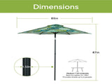 Outdoor 7.5' Palm Print Round Market Patio Umbrella, Push-up, 3-Angle Tilt 58235760