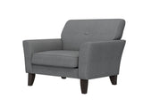 Dorset Arm Accent Chair in Smoky Gray Velour with Dark Brown Solid Wood Legs B127P495071