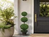 4FT Artificial Triple Ball Boxwood Topiary Trees Outdoor Ball-Shaped Boxwood, Fake Plants, Home W2945P578008