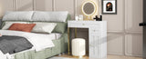 31.5'' Makeup Vanity Desk with Lighted Mirror, Luxury Dressing Table with 2 Drawers and 1 Cabinet, 3 N704P210486K