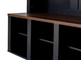 Farmhouse Wooden Hall Tree with 6 Hooks, Walnut Storage Bench with Adjustable Shelves, 4-in-1 39855592