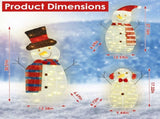 3Pcs 2D Christmas Snowman Yard Decoration Snowman Family Outdoor Decoration With 60Pcs LED Warm 40271648