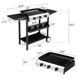 3-Burner Flat Top Gas Griddle Cooking Station with Ceramic Coated Cast Iron Pan, 30,000 BTU Propane 71079370