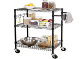 3-Tier New Multipurpose Rolling Cart, Black Color, 495lbs Load Capacity 95381752