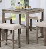 Transitional 5pc Counter Height Dining Set Gray Counter HT. Table and 4x Stools Linen-like Beige B011P230005