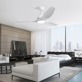 52 Inch Modern Ceiling Fan with 22W LED Light, 3 ABS Fan Blades DC Motor White Ceiling Fan for W882P195914