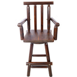 Rustic Bar Stool - Fir Wood Construction, Chair with Footrest,Wide Armrest, Rustic Kitchen Stool, W465P221173