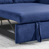 55" Modern Convertible Sofa Bed with 2 Detachable Arm Pockets, Velvet Loveseat Sofa with Pull Out W119363992