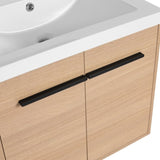 ZNTS LEVISTAR Oak 24 Inch Bathroom Vanity with resin Countertop Sink, 2 Doors Bathroom Cabinet Set W1972P165042