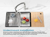 Kitchen Sink 36"x19" Multifunctional undermount Flying Rain Waterfall S304 Stainless Steel Handmade 49807592