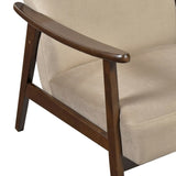 ZNTS Mid-Century Modern Design 1pc Accent Chair Light Brown Velvet Upholstery Dark Walnut Finish Wood, B011P256601