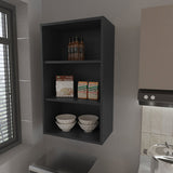 Guadalupe Wall Cabinet in Melamine with Open Storage, Black B128P244994