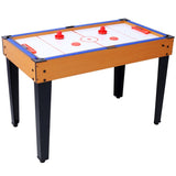 ZNTS 5-in-1 Multi-Game Table - Billiards, Push Hockey, Foosball, Ping Pong, and Basketball brown /blue W465P164156