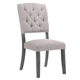 Beige and Weathered Grey Oak Tufted Back Side Chairs B062P182709