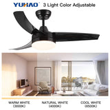 YUHAO 42-Inch 3-Blade Matte Black DC Motor Modern Contemporary LED Ceiling Fan-42 x 42 x 10.34 W1367P183809