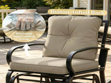 Beige Outdoor Glider Chair with Cushions Steel Frame Patio Furniture Curved Armrests for Garden Yard 77363000