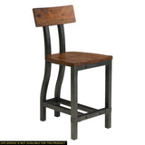 ZNTS Rustic Brown and Gunmetal Finish Wooden Counter Height Chairs 2pc Set Industrial Design Dining B01163350