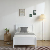 ZNTS Twin Pine Single-Layer Core Vertical Stripe Full-Board Curved Bed Head With The Same Bed Foot White 57053840