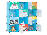 4-Layer 12-Grid 2-Hanging Rod Magic Cube Wardrobe, Plastic Steel Wire Material with Animal 30978440