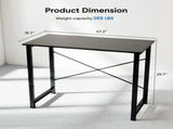47" Computer Desk Gaming Table Home Office Writing Study Workstation with Sturdy Metal Frame, Black 56366651