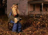 4.5ft Halloween Sitting Scarecrow Decoration with Red Light-Up Eyes, Sound-Activated Head Movement & 14917583