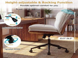 White Armless Office Chair , Curved Backrest & Wide Seat, 360&deg Swivel & Rocking Function 49770662