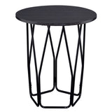 ZNTS Espresso and Black End Table with Drum Shape B062P186410