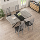Metal Dining Chairs Set of 4, Steel Legs and PU Leather Seats, High Back Armless Dining Chairs, for W757P232719