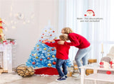 5ft Blue&White Xmas Tree - Flocked Snow-Melt Design, Sturdy Metal Stand, 456 Tips, Fireproof & 17188165