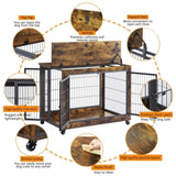 ZNTS Furniture Dog Cage Crate with Double Doors, Rustic Brown, 38.58'' W x 25.2'' D x 27.17'' H W116291738