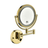 ZNTS 8 Inch LED Wall Mount Two-Sided Magnifying Makeup Vanity Mirror 12 Inch Extension Gold Finish 1X/3X 9301GD