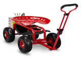 Rolling Garden Work Seat with Wheels, Garden Scooter with 360 Degree Swivel Seat Extendable Handle 72863144