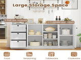 White Buffet Sideboard Cabinet, 3 Drawers & 3 Shutter Door Cabinets, Abundant Storage Space 88598121