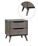 Mid-Century Modern Gray Color 1pc Nightstand Bedroom Furniture Solid wood Round Tapered Legs B011P236772