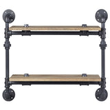 Oak and Sandy Black Rectangle 2-Tier Wall Shelf B062P184604