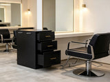 Salon Cabinet, Black, 6Drawer with 2 Hairtool Rings, 15mm PVC VacuumFormed Door Panels, 15mm 66197912