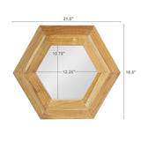 18.5" x 18.5" Hexagon Mirror with Natural Wood Frame, Wall Decor for Living Room Bathroom Hallway, W2078133974