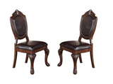 Royal Majestic Formal Set of 2 Side Chairs Brown Color Rubberwood Dining Room Furniture Intricate B01180913